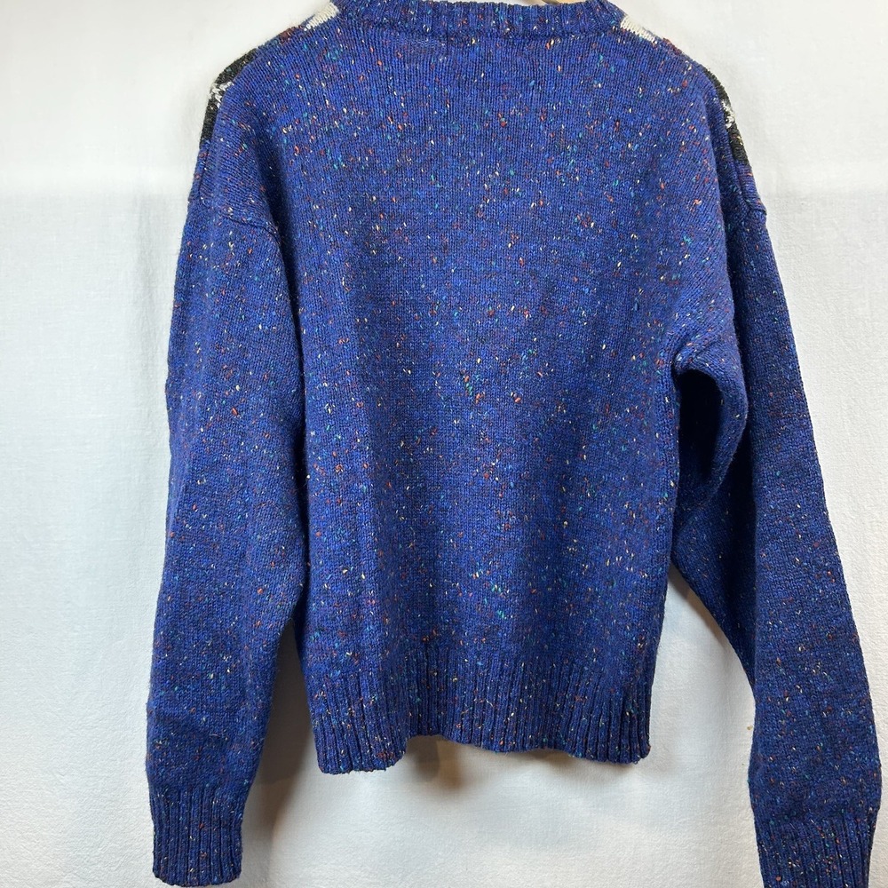 VTG Agenda Mens M Wool blend Blue Geometric Colorful Speckled Knit Sweater - Picture 2 of 8